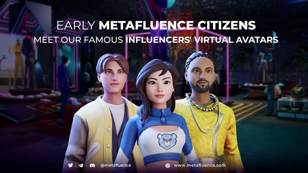 🌟 #Metafluence citizens keep creating virtual #avatars to prepare for the launch of the MVP!

🚀Meet our next 3 #Metahut owners' avatars: @JaniceHung, <a href="/EvanLuthra/">Evan Luthra</a>, and @haertmusic! They've decided to expand their virtual presence &amp; engage with their audience in the #Metaverse!
