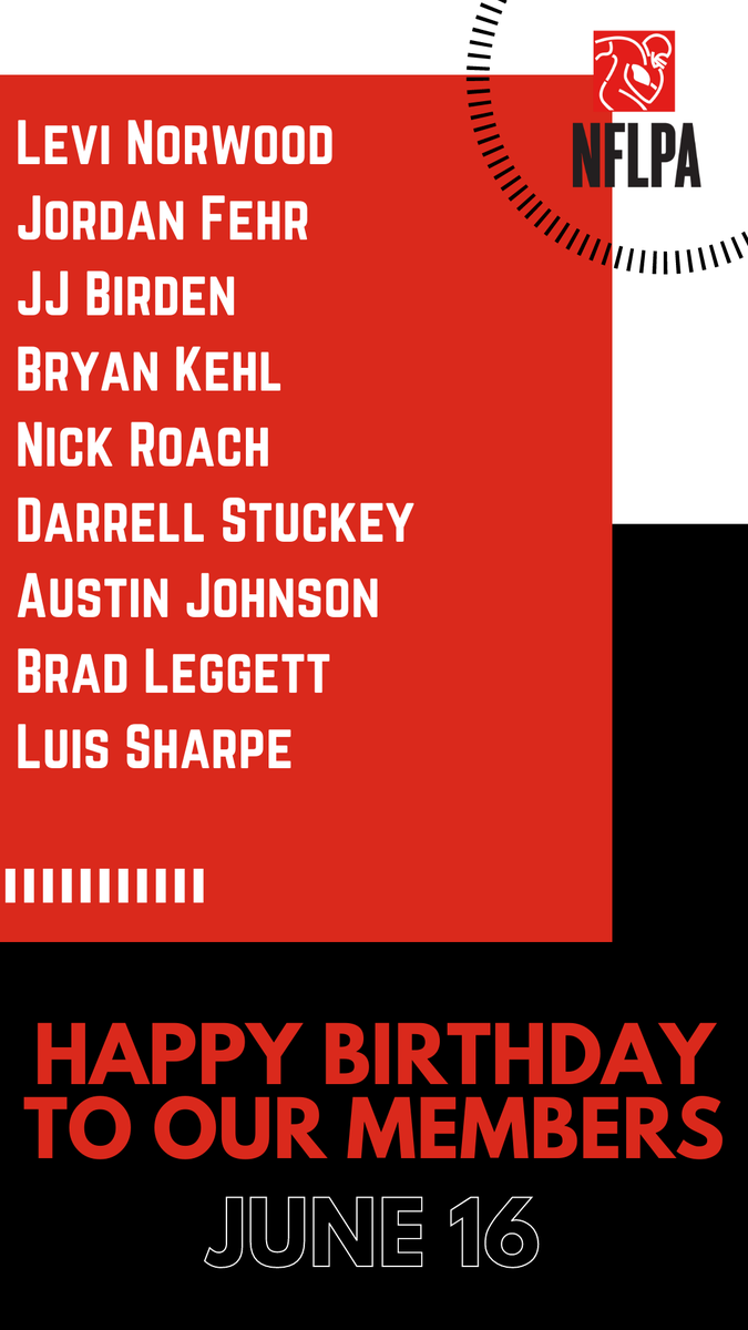 Happy Birthday to our members <a href="/LeviNorwood/">Levi Norwood</a> <a href="/jjbirden/">JJ Birden | Speaker & Wellness Entrepreneur</a> <a href="/thekehlzone/">Bryan Kehl</a> <a href="/DarrellStuckey/">Darrell Stuckey II</a> <a href="/AustinJ40/">Austin Johnson</a> - Enjoy! Don't see your handle? Update your profile on NFLPA.com