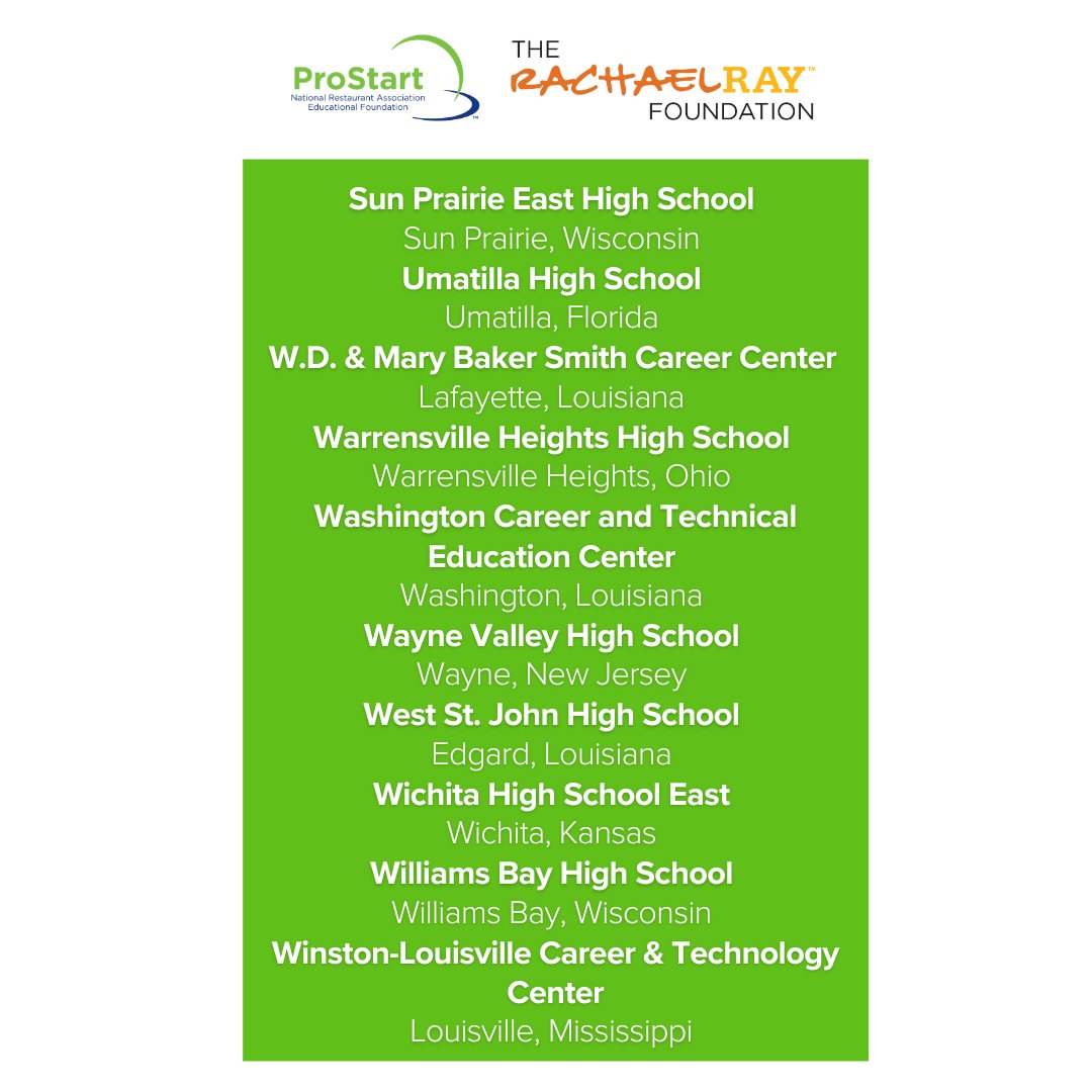 FRLA & @CityPortStLucie West Centennial & @UmatillaHigh Schools are proud to announce we have won a #ProStartGrowGrant from the @rachaelray foundation! This grant will help launch the careers of @ProStart students and future culinary and restaurant management talent!🎉