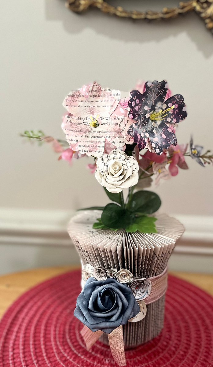 Excited to share this item from my #etsy shop: #FlowerVase #FoldedBookArtSculpture a perfect #gift for anyone!  #booklover #homedecor #paperflowers #tablecenterpiece #giftideas #books #giftideas #recycledart #recycledreads #foreverflowers etsy.me/3MVTt54