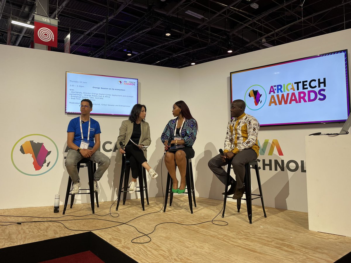 A great presentation of the Orange Digital Center concept today on the africa tech stage at VivaTech in the presence of two of its promising startups in the health and environment fields #Ouicare #kumulus #VivaTech <a href="/orangeafrica/">Orange Africa & Middle East</a>
