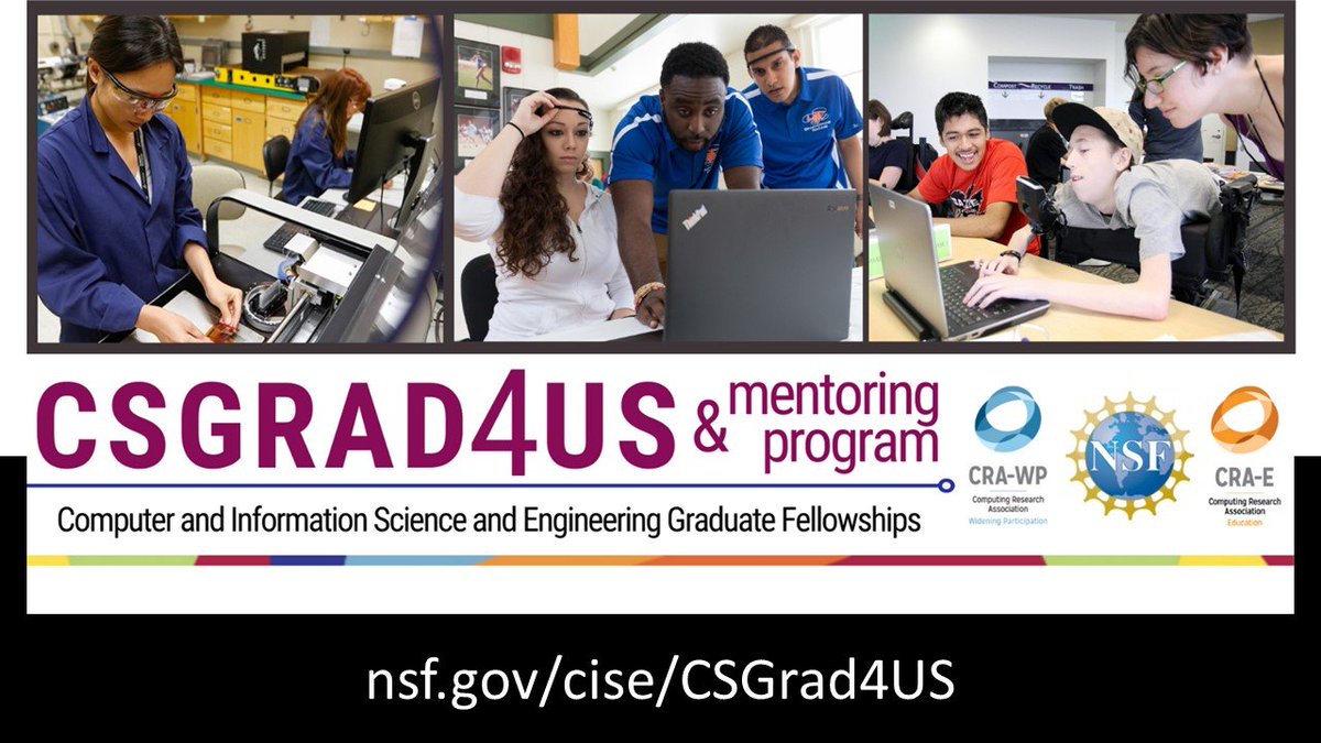 UIowaCS's tweet photo. ๐ข Considering a/our #PhD program?
@NSF #CISE #CSGrad4US grad fellowship prep can help you return to academia for a #research-based doctoral ๐. Fellows are eligible for $34k/yr stipend โ tuition for 3yrs. ๐๏ธ Apply by 6/30 @ https://t.co/yxl8Z013FN #NSFfunded #CSforAll #URM โ๏ธ https://t.co/hapBnn9zgY