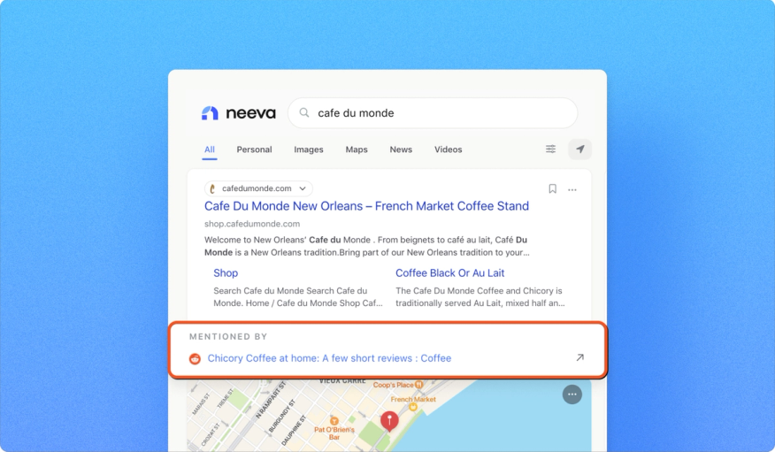 Neeva's tweet photo. 1/ Sometimes the most valuable information comes from real people having discussions on popular forums, with honest opinions. 🗣️
 
Want Reddit in your search results? Neeva’s got you covered Learn more ⬇️ https://t.co/WXyrDRa0fA