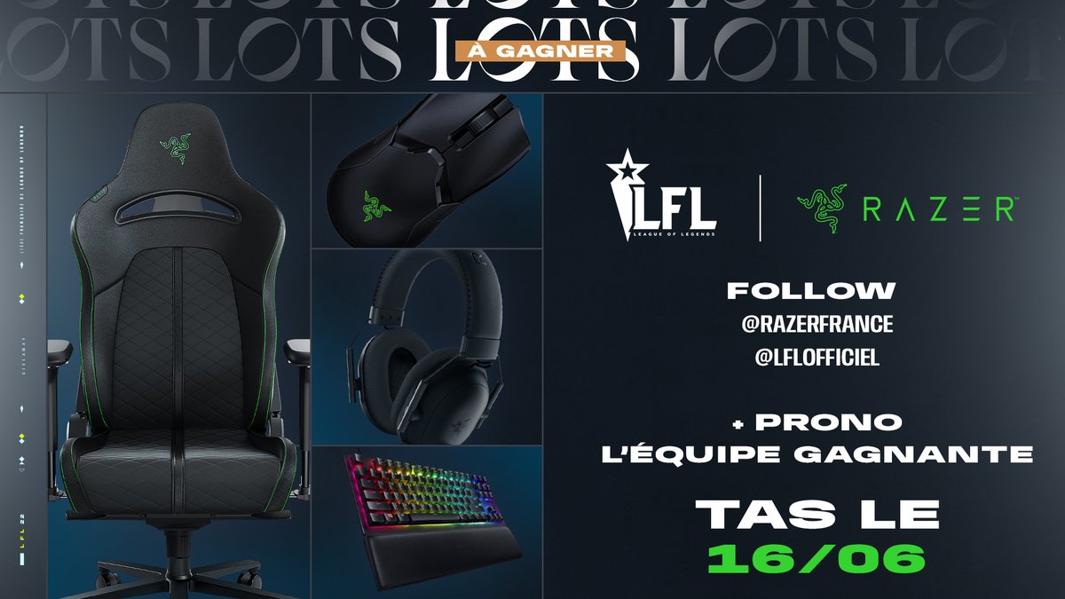 LFLOfficiel's tweet image. Pour Karmine Corp 🆚 Solary,  @RazerFrance vous offre ce joli lot !

Pour participer au TAS: follow @RazerFrance &amp;amp; @LFLOfficiel + dis nous qui sera l'équipe gagnante ! #LFL
