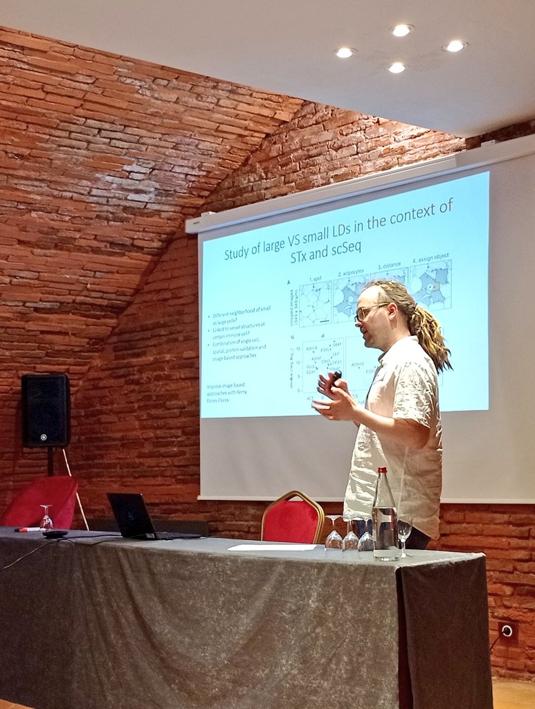 ERC_SPHERES's tweet photo. #3rdSession We are discussing native large LDs for reconstitution studies and new developments: Adipocyte heterogeneity, fat metabolism. @ERC_SPHERES https://t.co/JO2Kd0aFsy