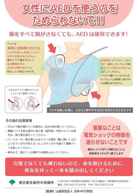 AED服を脱がさなくても装着可能！助かるはずの命を助けよう！！