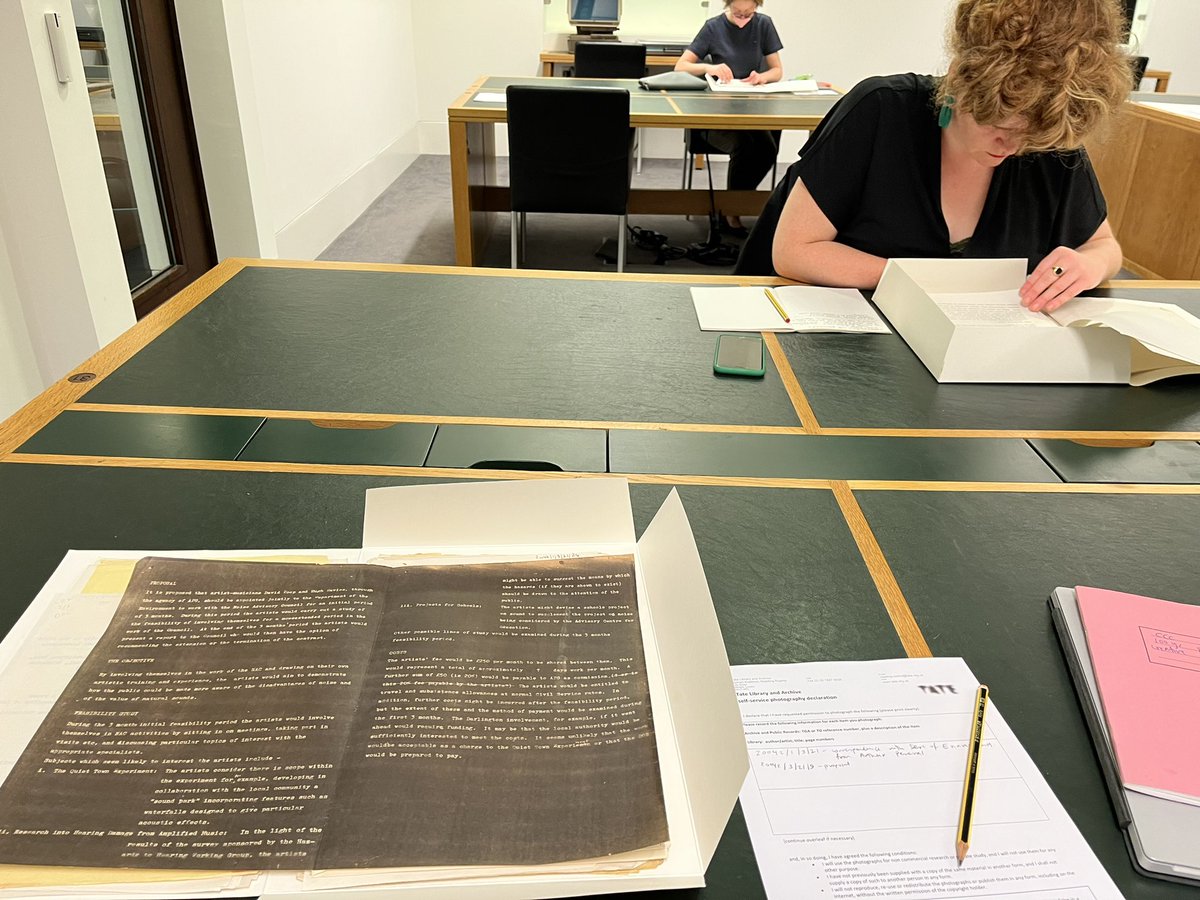 annafrancisart's tweet photo. Continuing with our work as part of the #100yearplan for our neighbourhood @rebeccamdavies and I are in Tate Archives today trawling through the #artistplacementgroup archives. We have been undertaking #creativeresidencies in various contexts as a way to look at decision making https://t.co/u7BcQLiArh