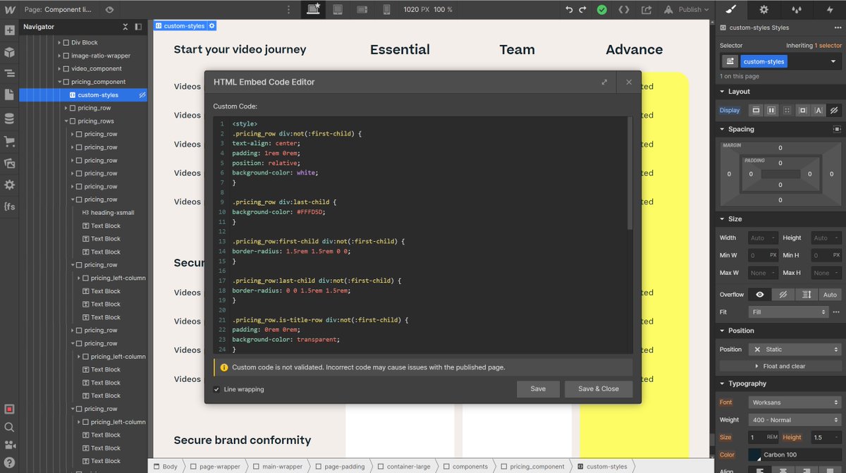 SimonWebflow's tweet image. Using advanced #CSS selectors and combining them in #Weblfow is a superpower! Took me some time to get familiar with many of them, but I feel pretty confident about the custom #code now! ☀️🐬

#NoCode #lowcode #HTML5 #webdeveloper
