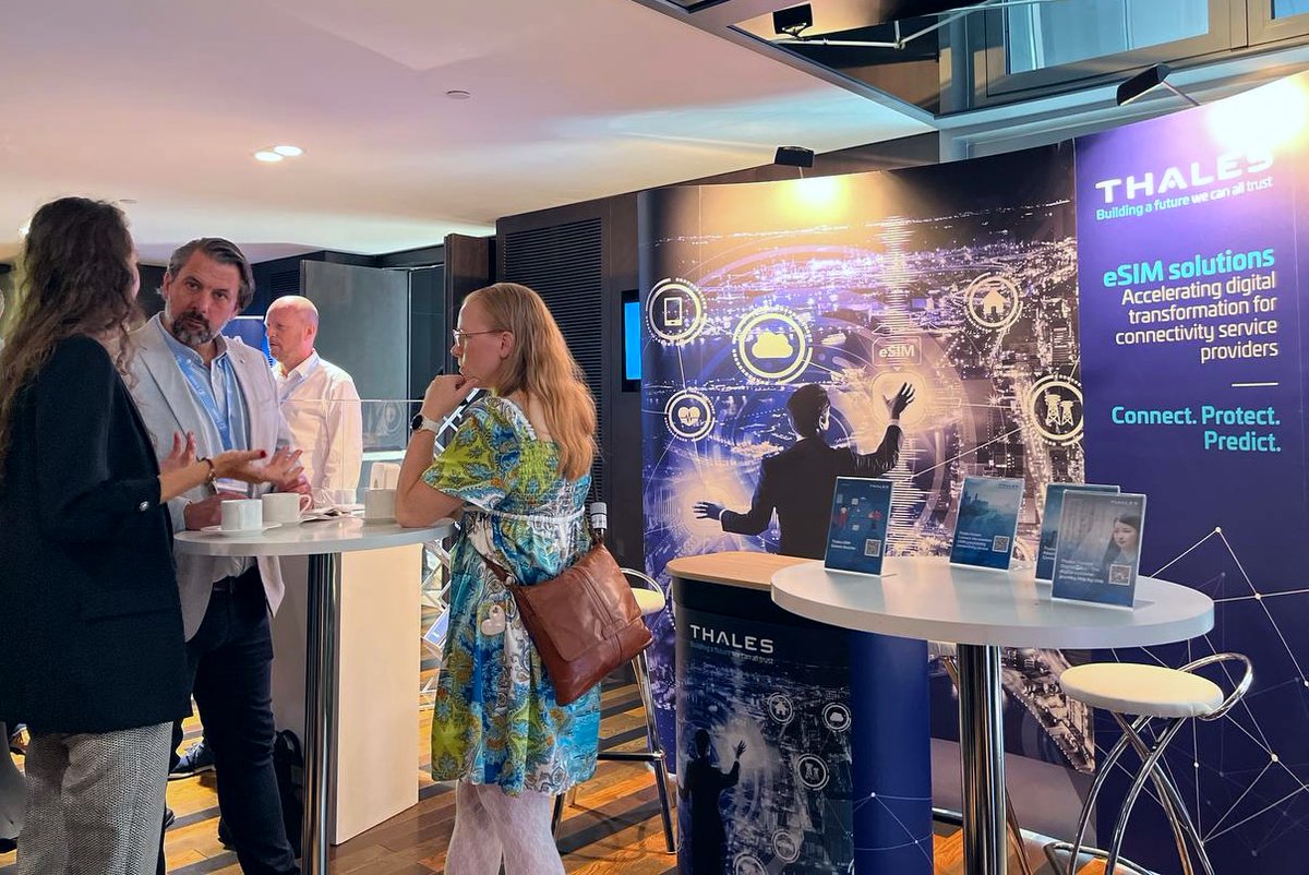 Luxatia_intl's tweet photo. Make sure to stop by the stand of our sponsor, @ThalesDigiSec, to learn more about their high-tech services & products that provide companies with a range of digital solutions at the 6th World eSIM Hybrid Summit today or tomorrow. #eSIMSummit #eSIM #SIM #eSIM2022 #eSIMmanagement https://t.co/otHyZTSzGO