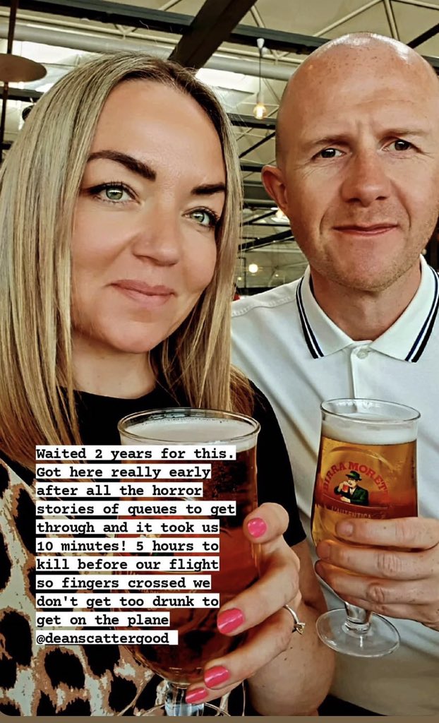 deanscattergood's tweet photo. Currently sat at Stansted Airport waiting for our flight to Lisbon. Can’t wait to see @liamgallagher there on Saturday. @liamgallagher look out for the GTFC flag! https://t.co/Wr4oAR8H9s