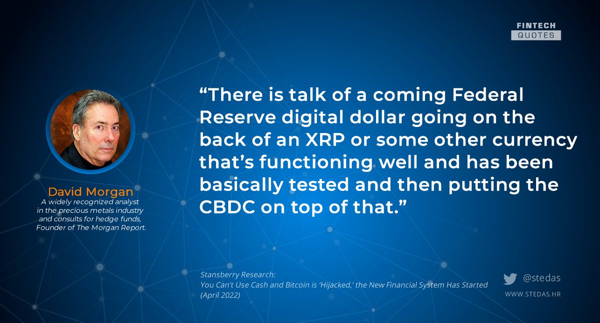 stedas's tweet photo. 🔥"There is talk of a coming Federal Reserve Digital Dollar going on the back of XRP..."

- David Morgan, World Wide Keynote Speaker, Precious Metals Analyst and a Founder of The Morgan Report 

$XRP #fintech https://t.co/a1xO8tq1i0