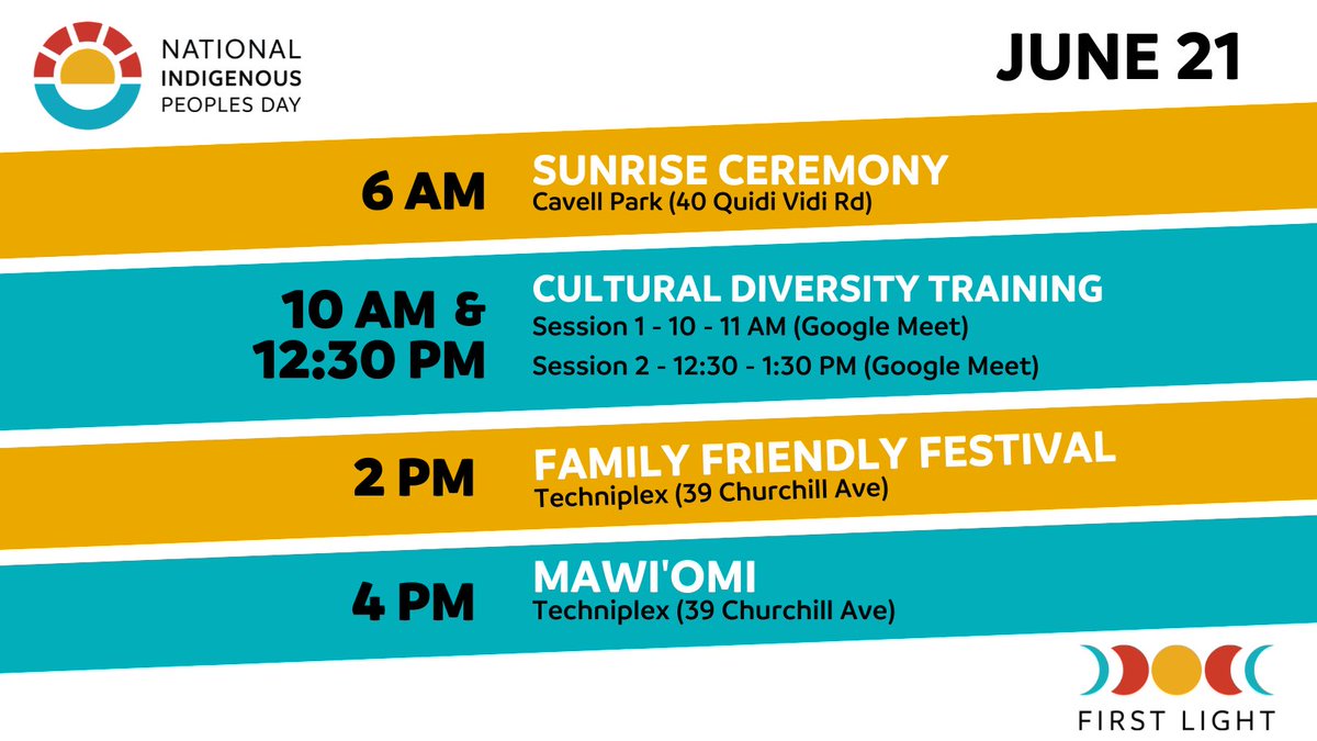 FirstLight_NL's tweet photo. Here’s what's in store for National Indigenous Peoples Day celebrations - we can’t wait to see you there! 🎉 https://t.co/L4DBe6CowV