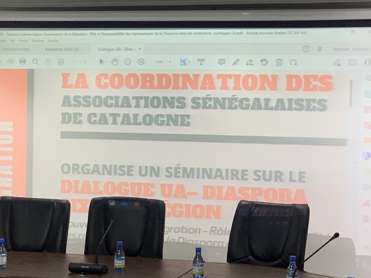 Soldevilajr's tweet photo. Assistim al seminari de la @CasCatSen a la seu del CESE a Dakar, acompanyant a @exteriorscat. Hem reflexionat sobre la diàspora Senegalesa a Catalunya i la governança de les migracions. Ha obert l’acte l’HC @_VictoriaAlsina. Gran intervenció de @MawaNdiaye. https://t.co/AUsYiQkwT6