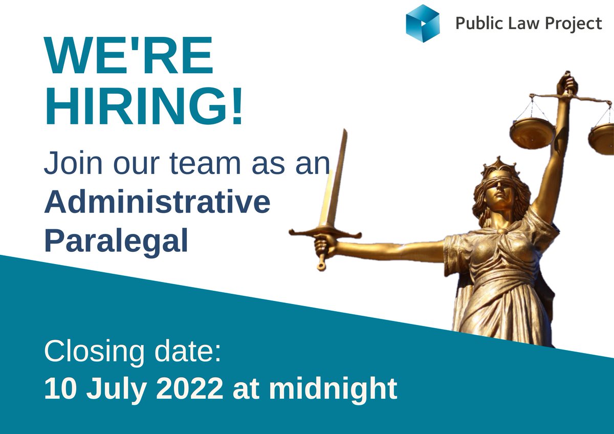 We're hiring! 📢

Are you looking to kick-start a career in #Law and have a particular interest in #accesstojustice?

You could be our new Administrative #Paralegal!

Take a look and apply now:
bit.ly/3xW26YR

#werehiring #jobvacancy #legaljobs