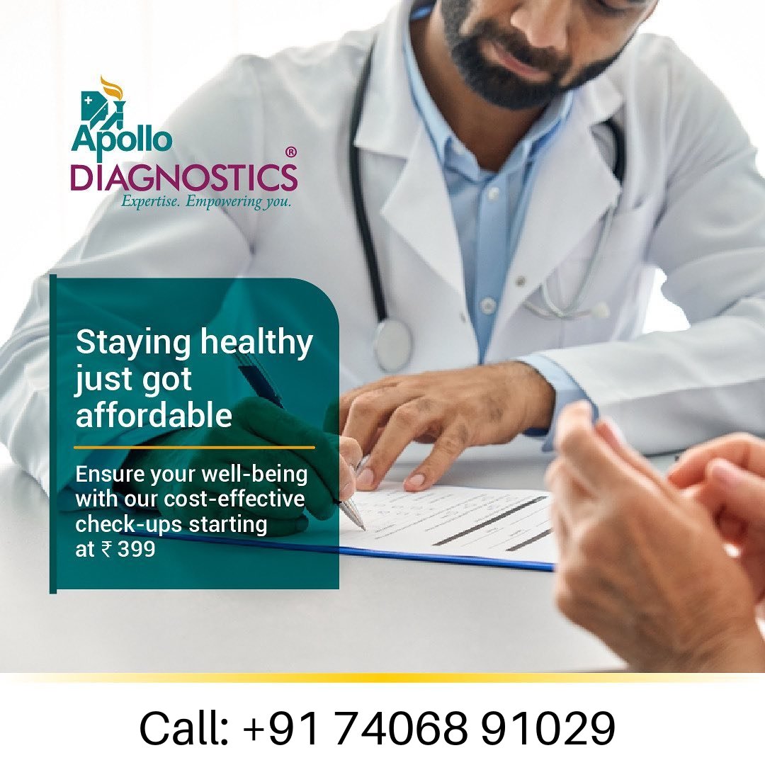 Why worry about check-up prices?
Assess your overall health and get a detailed report at affordable prices.

For more details call +91 74068 91029.

#TestWithTheBest #SafeWithApollo #HomeCollection #ApolloDiagnostics #Apollo #HomeCollection #BrandLed #apollodiagnosticscentre