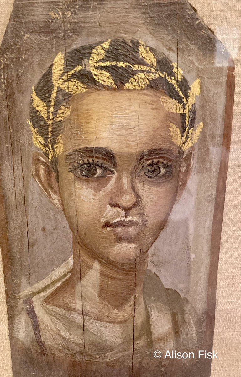 AlisonFisk's tweet image. A touching Fayum mummy portrait of a boy with large eyes and childish features. His innocent gaze was captured by an accomplished artist some 2,000 years ago. Encaustic paint on wood. From Egypt, Roman Period. Egyptian Museum Cairo. 📷: © Alison Fisk

#Archaeology