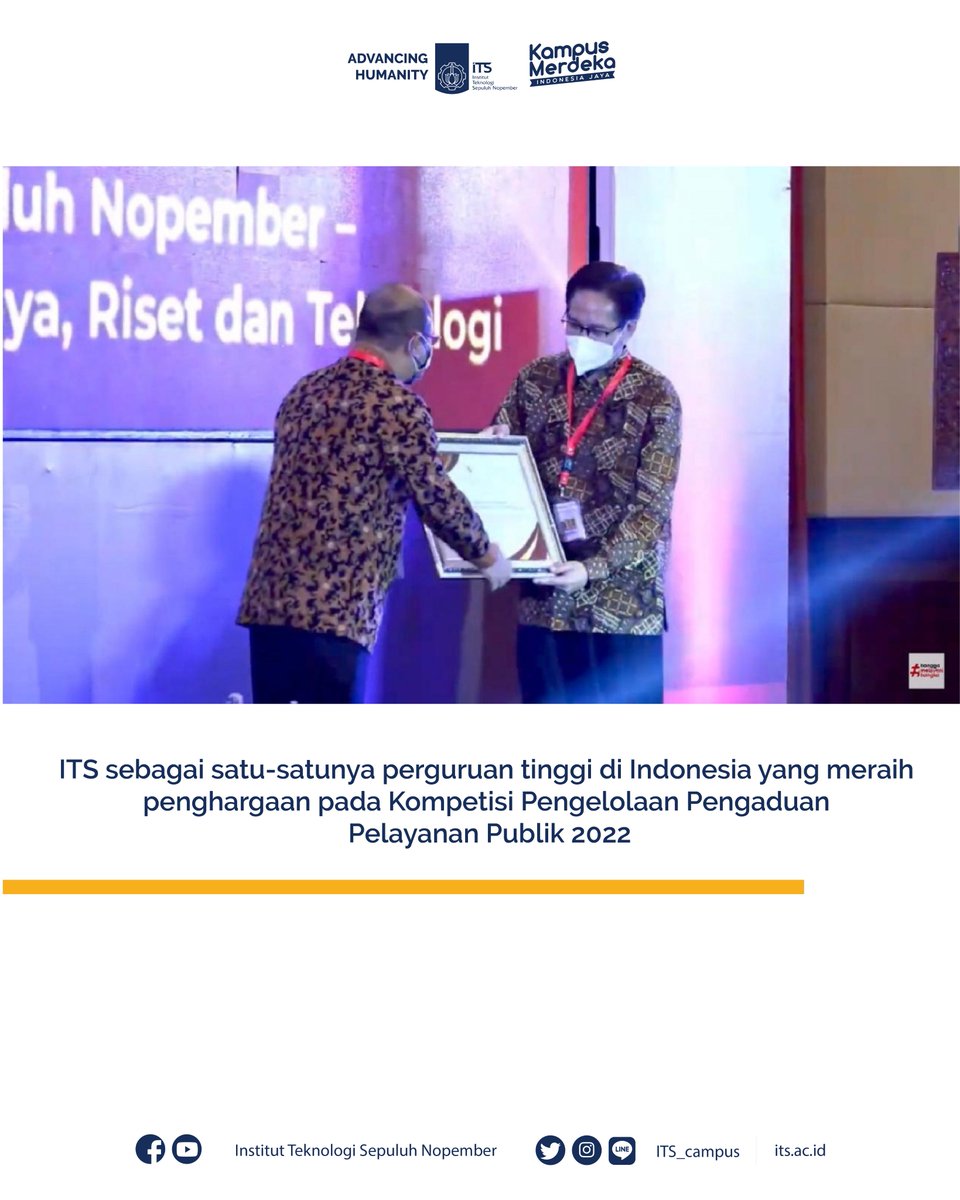 its_campus's tweet photo. Menjadi satu-satunya perguruan tinggi di Indonesia dari 51 instansi yang terpilih, ITS masuk 15 terbaik pada kategori Unit Penyelenggara Pelayanan Publik (UPP) Terbaik.

Baca selengkapnya di https://t.co/faUnKisXYG

#ITSCampus #ITSSurabaya #UPP #PANRB #Pelayanan https://t.co/NktIqz0PqO