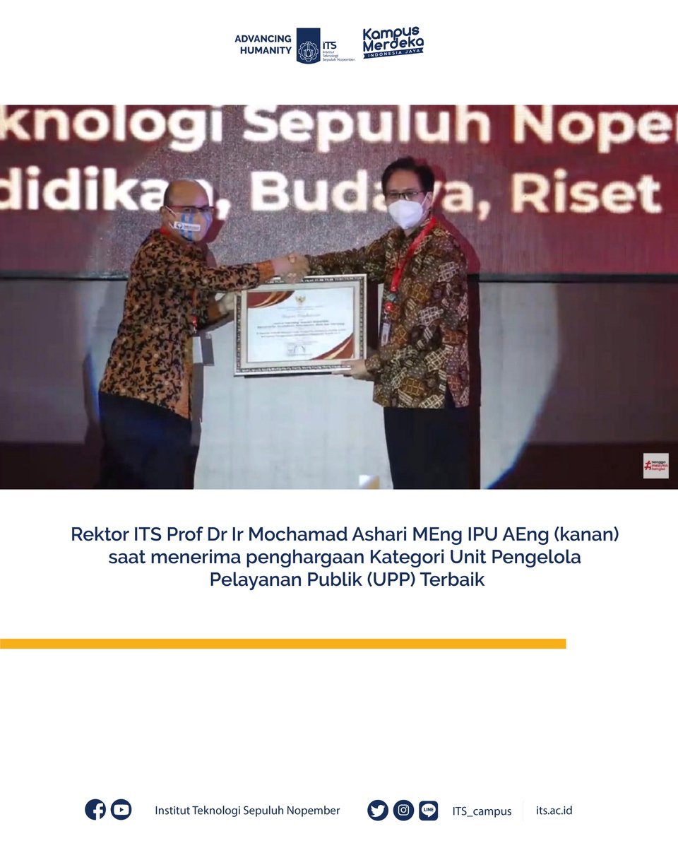 its_campus's tweet photo. Menjadi satu-satunya perguruan tinggi di Indonesia dari 51 instansi yang terpilih, ITS masuk 15 terbaik pada kategori Unit Penyelenggara Pelayanan Publik (UPP) Terbaik.

Baca selengkapnya di https://t.co/faUnKisXYG

#ITSCampus #ITSSurabaya #UPP #PANRB #Pelayanan https://t.co/NktIqz0PqO