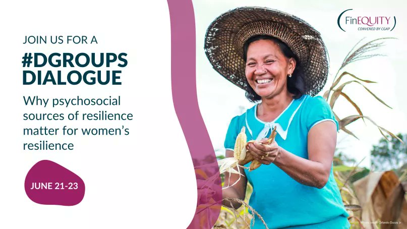 PEIglobal_org's tweet photo. Join @FinEquityGlobal for their 3-day virtual #DGroupsDialogue starting on June 21 to discuss why #Psychosocial Sources of Resilience Matter for #Women's #FinancialInclusion.
More details & instructions on how to participate can be found here! 👉https://t.co/AiOHLFLQ3q https://t.co/mpHS8b8tOq
