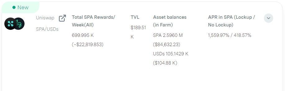 CyrusrEth's tweet photo. Delivering left and right: 
new collateral, SPA gauge, 1,559% APR on $SPA / $USDs lockup... https://t.co/X3ZFx89fjb