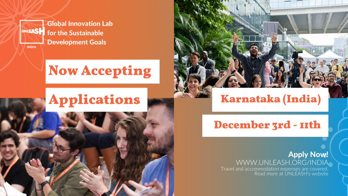 Apply before June 19th CET ➡️ unleash.org/india
<a href="/unleashlab/">UNLEASH</a> is hosting a Global Innovation Lab in India! 1000 changemakers from around the world will spend one week developing innovative solutions for the <a href="/un/">United Nations</a>’s #SDGs. Accommodation and travel expenses are covered!