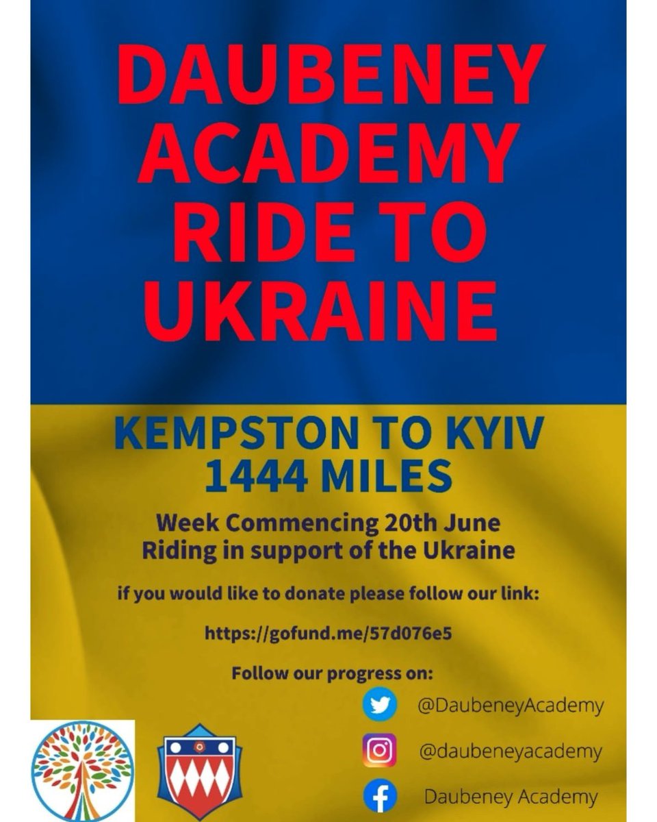 DaubeneyAcademy's tweet photo. Next week our staff team will be riding to Ukraine in our school reception to raise money for the British-Ukrainian aid.

If you would like to donate to this worthy cause and support our fundraiser please use the link below...

https://t.co/rwPJxzEIHj https://t.co/Yt5xDwIIpU