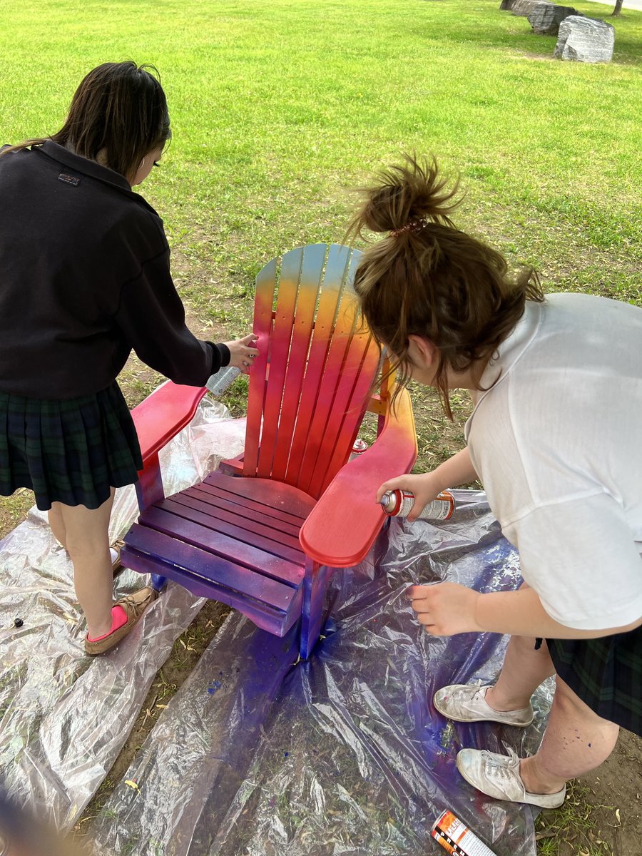 Ms_S_Kidd's tweet photo. This year’s Grad chair is almost done and ready for the signatures! What a great legacy project! #domspride #graduates #artclass https://t.co/Bz4ohtUg2D