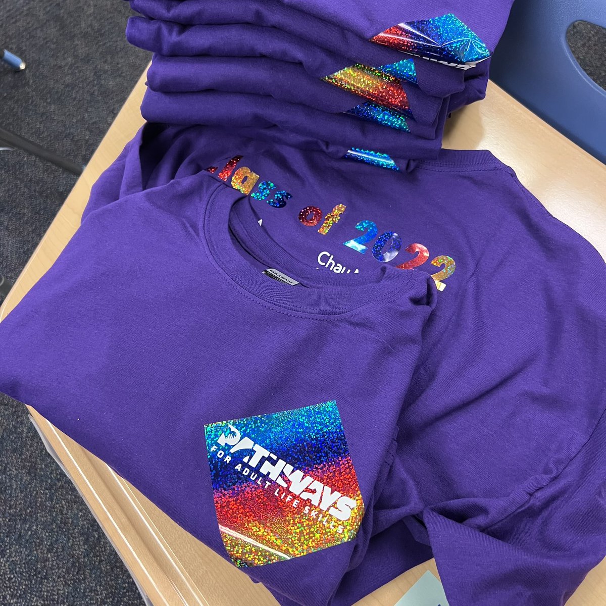 RachelMPost's tweet photo. Sharing what Ms. Meier put together with the help of our #IACUE grant. Our grad. shirts @PathwaysPUHSD ! Thank you so much @IACUE for supporting our vision. @puhsd https://t.co/uhklMFAYR3