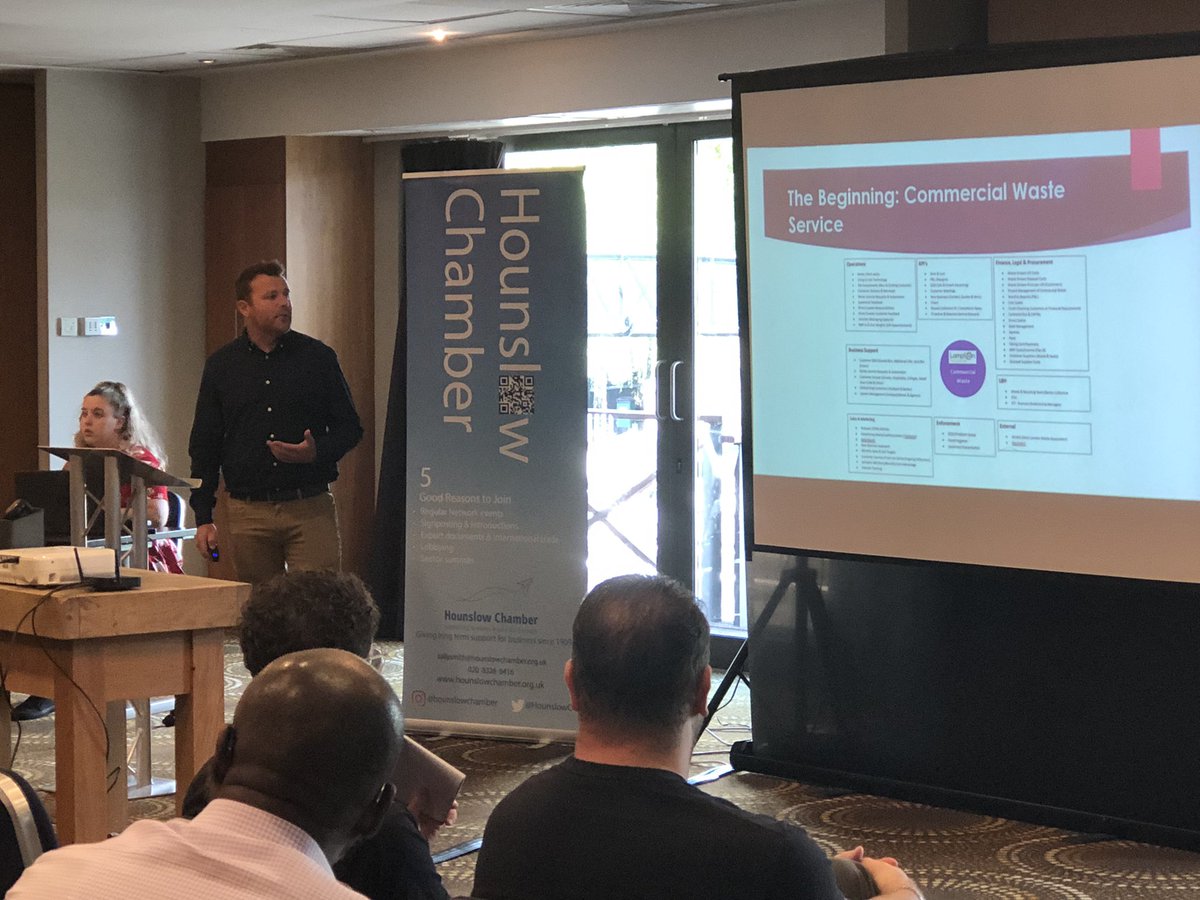 Really pleased to see our Head of Commercial Waste, Ash Buttress, presenting our new sustainable, local Commercial waste and recycling collection services to Hounslow businesses at Chambers of Commerce Regen&amp;Growth event! <a href="/HounslowC/">Hounslow Cycling</a> #circulareconomy @LamptonServices #onehounslow