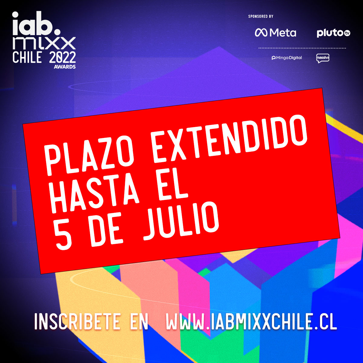 ¡No te olvides! Extendimos el plazo ⏰ de postulación de IAB Mixx! Tenemos 11 categorías que puedes conocer en iabmixxchile.cl Si eres agencia, medio, empresa o entidad vinculada profesionalmente con marketing digital postula tus campañas hasta el 5 de julio.