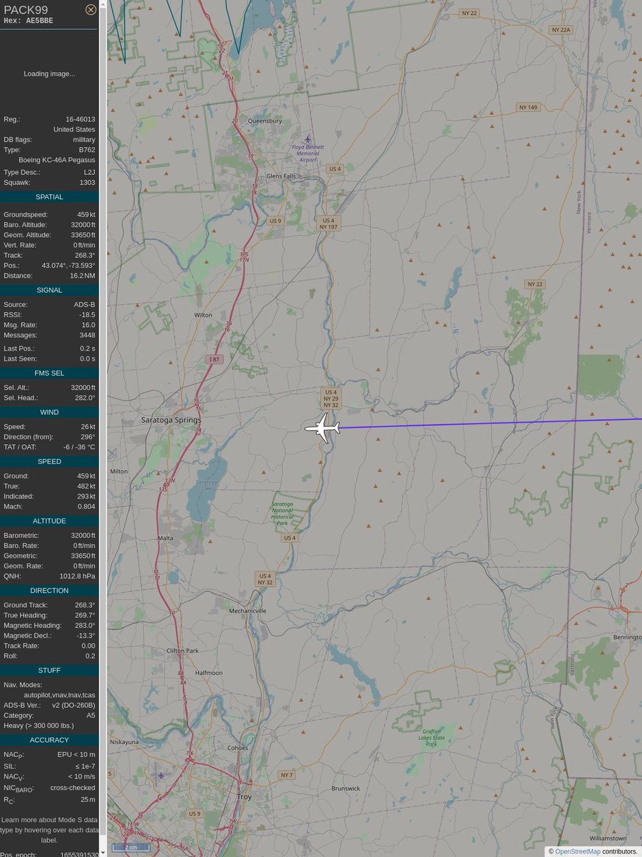 AboveHalfmoon's tweet image. #PlaneAlert ICAO: #AE5BBE Tail: #1646013 Flt: #PACK99 
Owner: #UnitedStatesAirForce
Aircraft: #Boeing KC-46A Pegasus
2022/06/16 10:58:29
#B762 #Mil #Air2Air #Shiny #USAF 
globe.adsbexchange.com/?icao=AE5BBE&amp;amp;s…