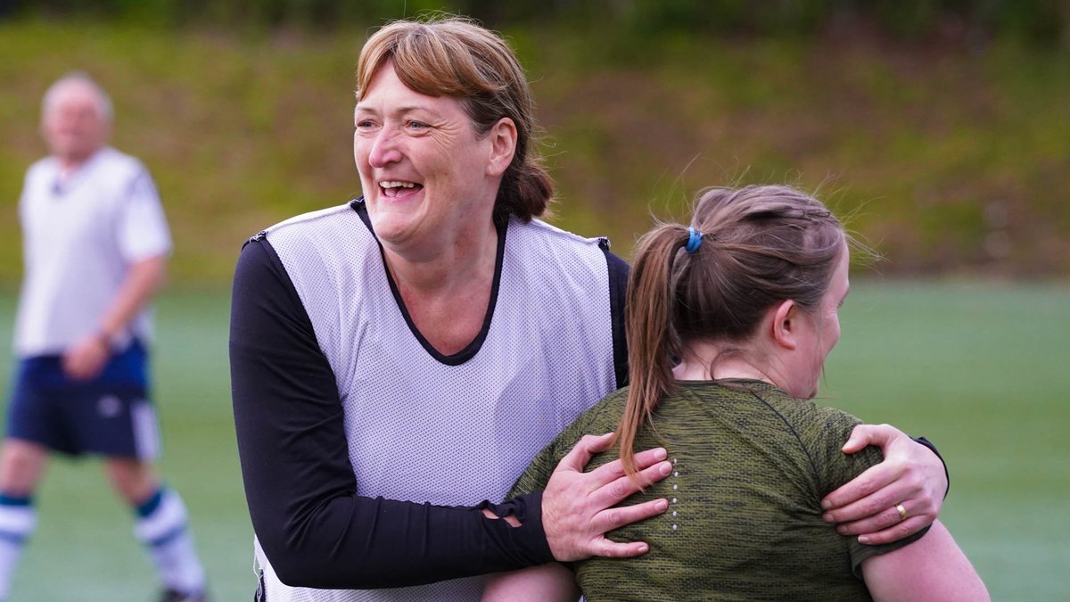 MFCTrust's tweet photo. Playing with a smile on their face 😀

Our new Womens Walking Football programme is free with no age restrictions. 

To find out more contact community@motherwellfc.co.uk. https://t.co/WqTYc6EGXA