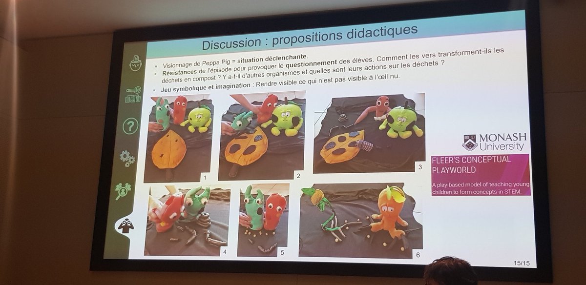 Leniddepie's tweet photo. Valerie Marchal propose un jeu didactique ac des peluches pour expliciter l'action des organismes invisibles à l'oeil nu et l'action concrète des détritivores (car ui ils mangent du caca, ce qui est occulté ds le Peppa Pig). La peluche de cloporte est trop cute❤ #TSDS3 https://t.co/rWdlrMwlmp