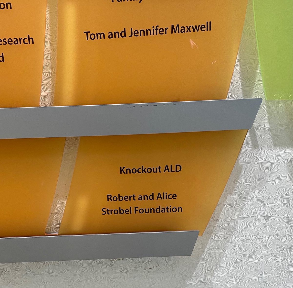 JuliePurschke's tweet photo. 💙Our Knockout ALD recognition tile has been added to the donor wall in the hospital lobby @mhfvchildrens !  We are humbled and honored to be recognized among the leading partners and donors to ALD research at the University of Minnesota Children’s Hospital! 💙🥊 #knockoutald https://t.co/ipP018O4Vc
