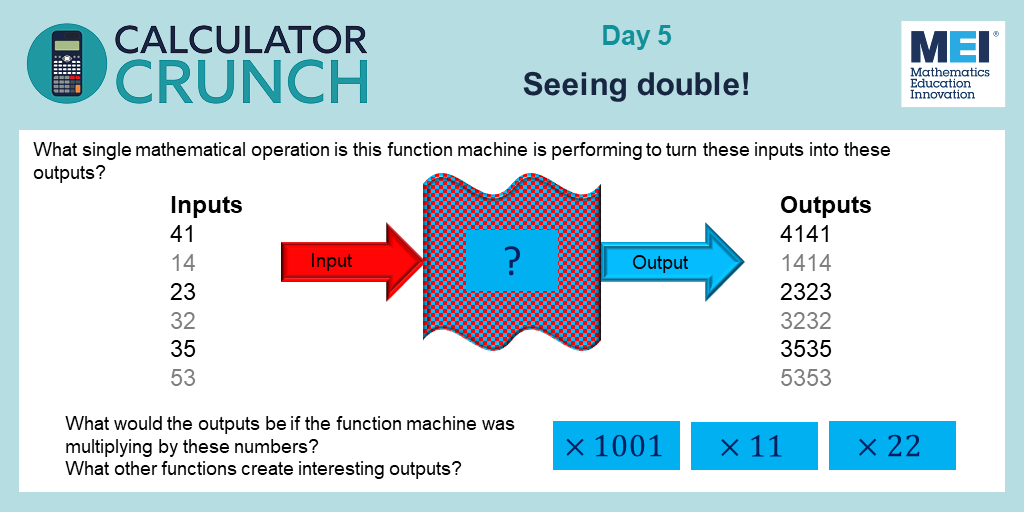 MEIMaths's tweet photo. We're seeing double in today's #CalculatorCrunch! https://t.co/JMgFjfIhlh