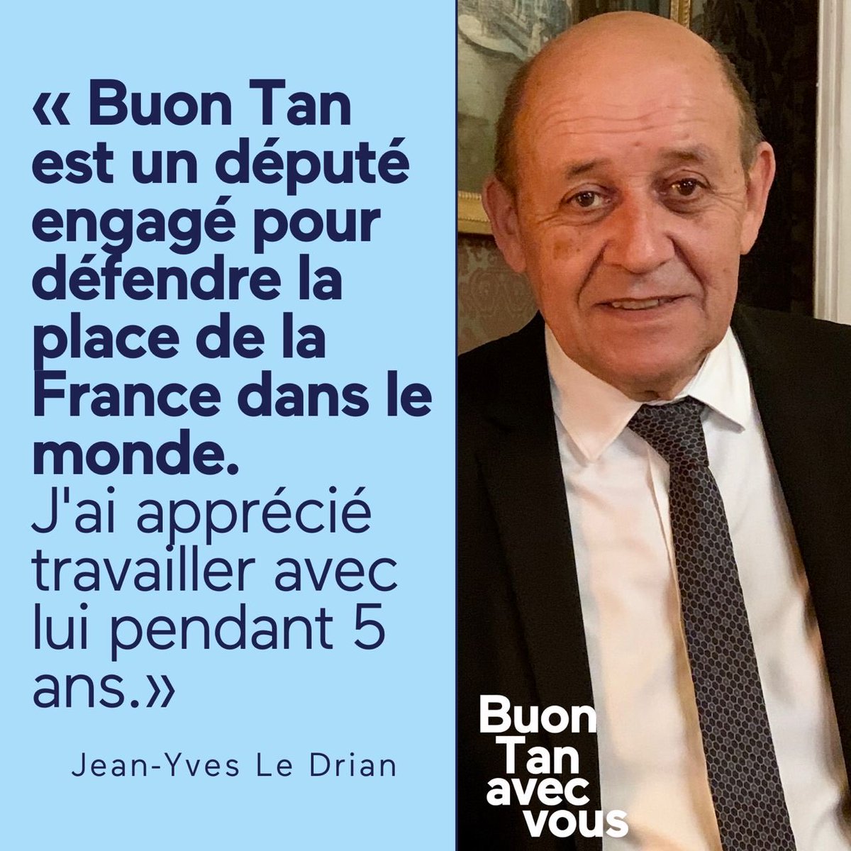 Merci Monsieur le Ministre, cher <a href="/JY_LeDrian/">Jean-Yves Le Drian</a>, pour votre précieux soutien. 

🗳 Dimanche 19 juin, avec la majorité présidentielle, faites le choix d'une France forte et indépendante, dans une Europe qui nous protège 🇫🇷🇪🇺

#Legislatives2022 #Ensemble
