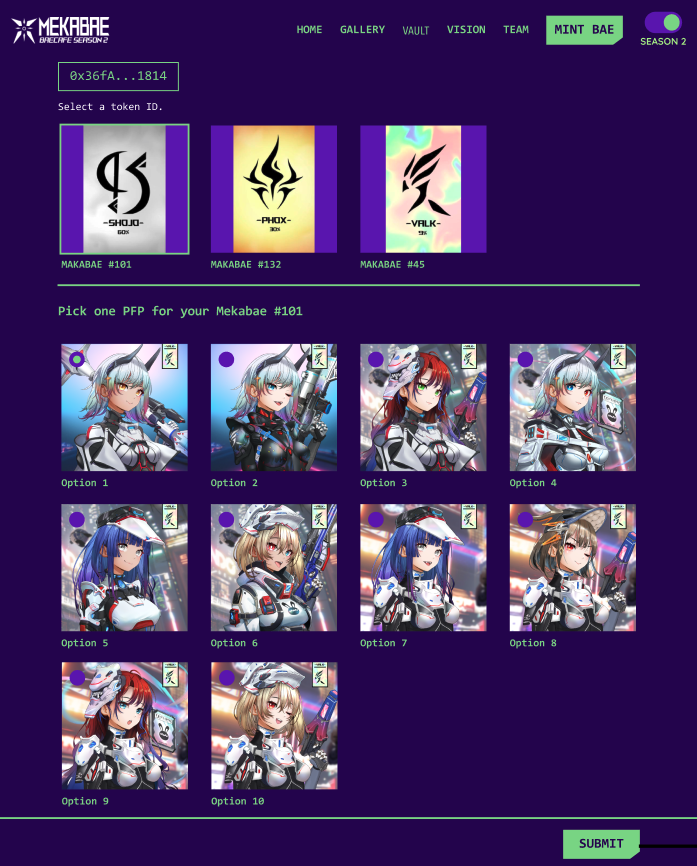 NEW REVEAL FEATURE!!!! 🤗
24 hrs before reveal, you can go to site and choose your meakbae token's final form from a group of 10 rarity matched options.  

🎉RT and Drop wallet to be considered for pre-reveal airdrop -- choose your fighter!