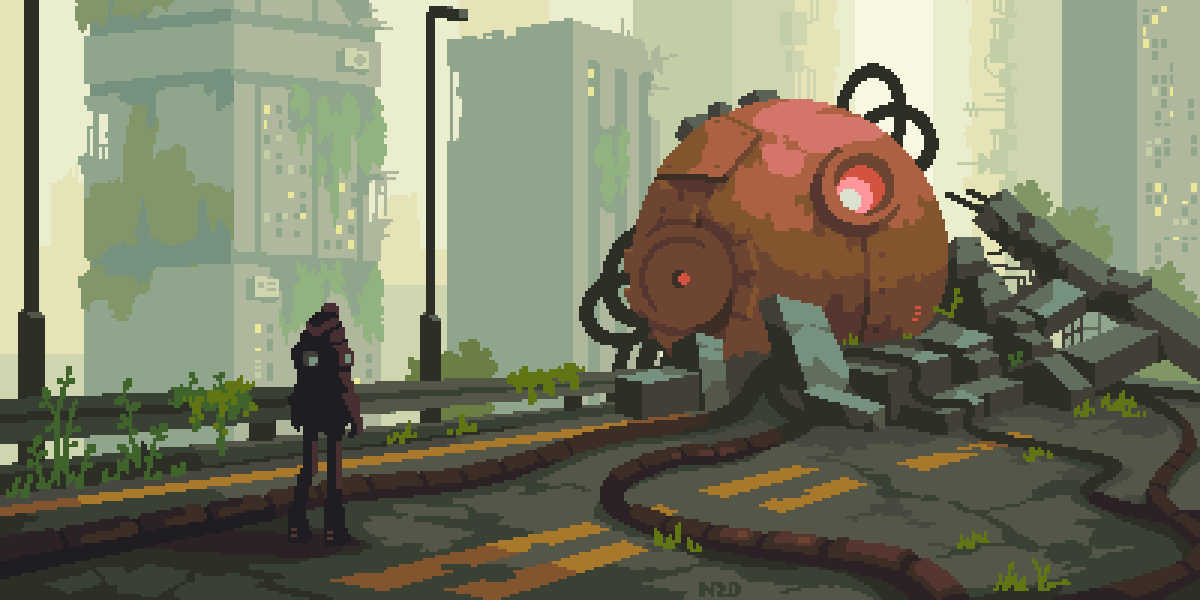 useless_pursuit's tweet photo. Encounter on the Bridge
#pixelart #ドット絵 https://t.co/mCf5OAMdU8