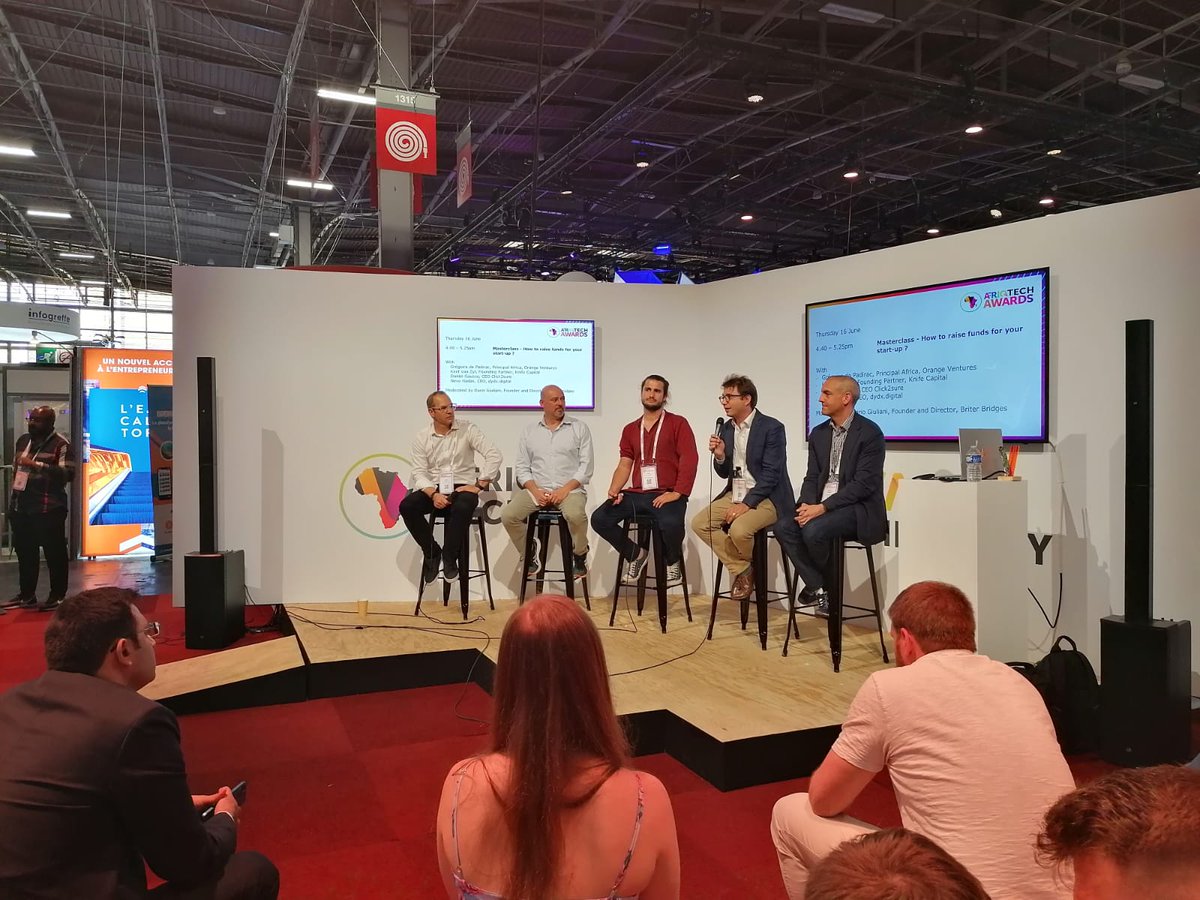 <a href="/gregpad/">Gregoire de Padirac</a> at #VivaTech "one of the biggest challenges in the ecosystem in #Africa 🌍 is to build funds to attend to the needs of start-ups at all their development stages" 🚀 #AfricaTech 
<a href="/orangeafrica/">Orange Africa & Middle East</a> #OrangeVentures
#Investment