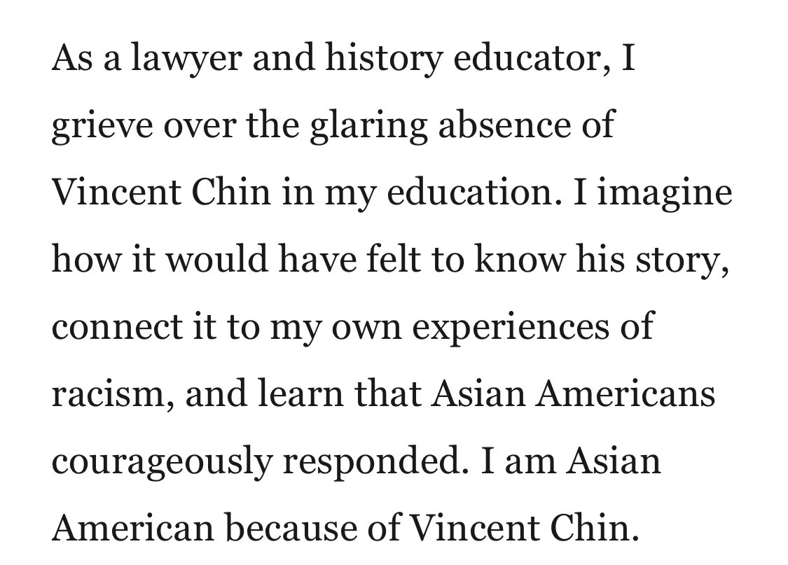 One of my dearest friends, <a href="/juliachangwang/">Julia Wang</a> of <a href="/imm_history/">Immigrant History Initiative</a>, wrote this piece discussing “the glaring absence of Vincent Chin in [U.S.] education.”

chicagotribune.com/opinion/commen…