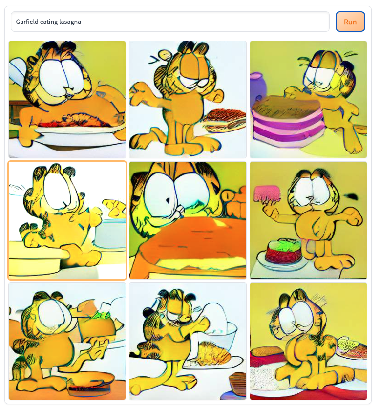 This computer finally helped me see what it would be like if Garfield eating lasagna