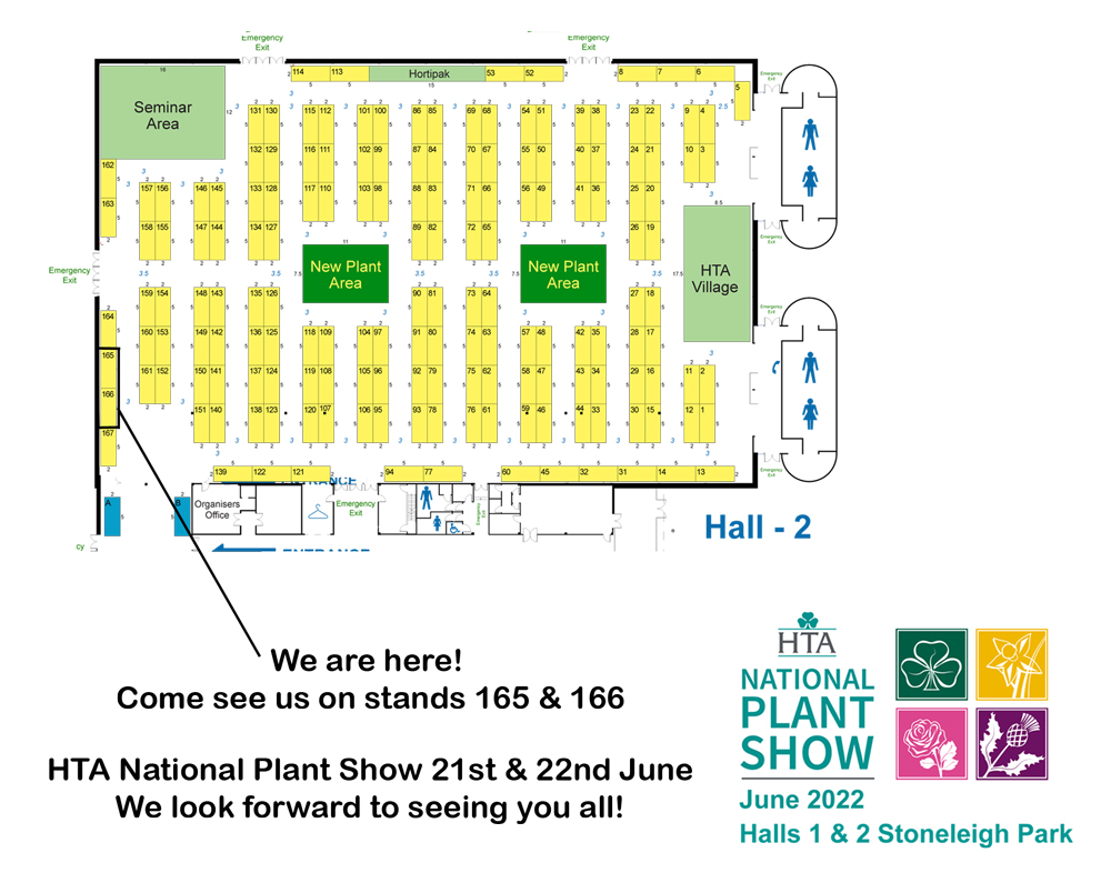 Its been nearly 3 years since we have been able to attend a plant show and we are excited to get out and see everyone again! Come see us at the HTA National Plant Show (Stands 165 &amp; 166) 21st &amp; 22nd of June #nationalplantshow #HTA2022