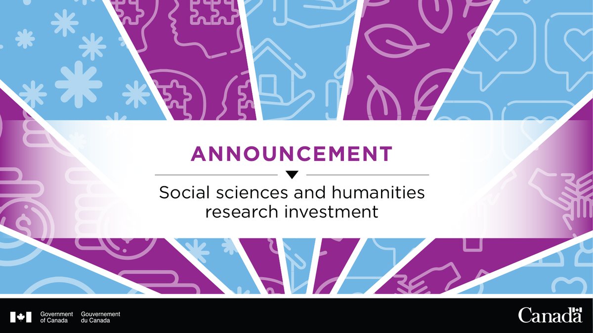 Today Minister Champagne announced an investment of more than $175 million to support 809 social sciences and humanities research projects across Canada. More info: ow.ly/Jiqr50JzkOG #SSHRC