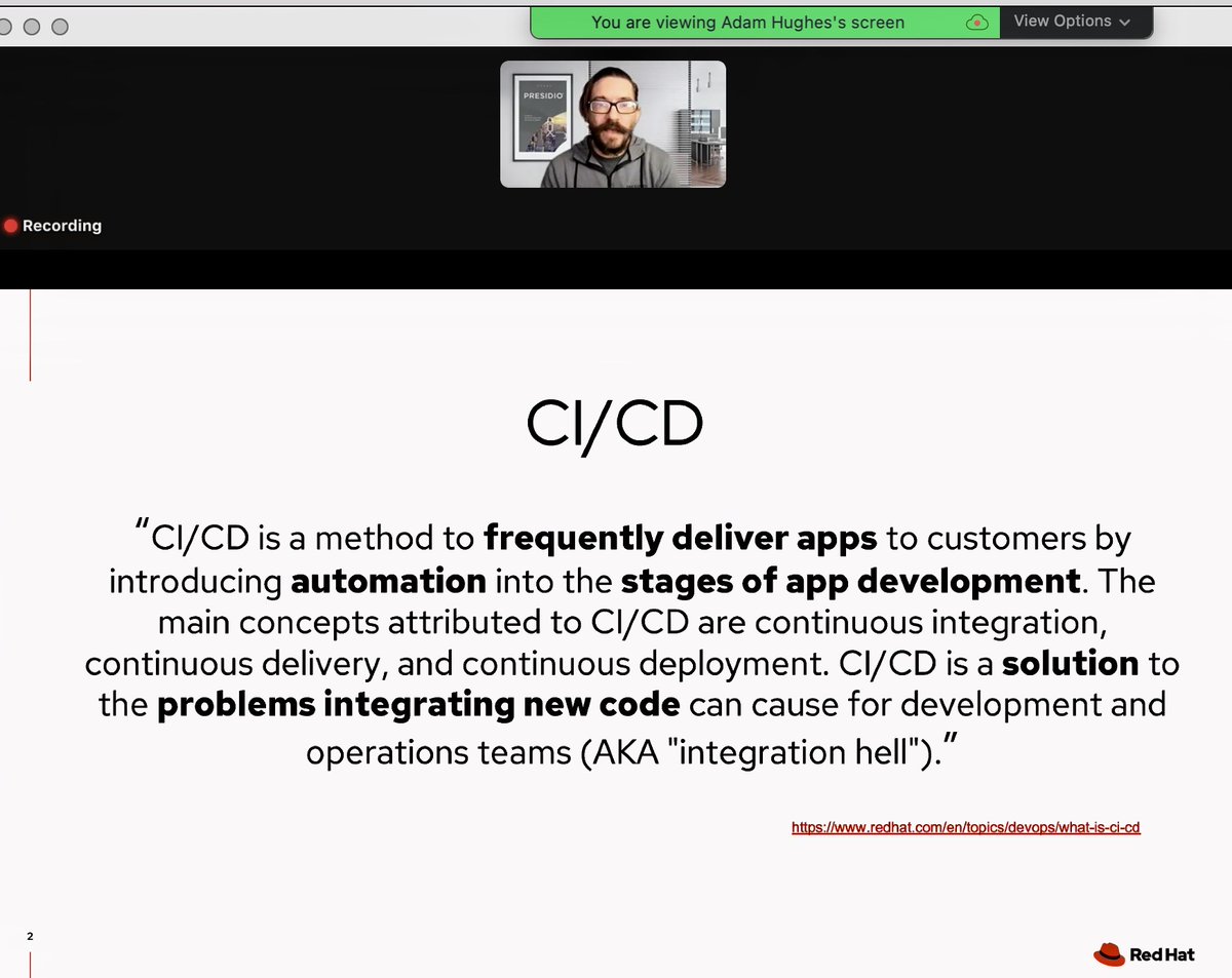 christinayiotis's tweet photo. Red Hat #OpenShift #Pipelines and #GitOps Workshop with Presidio Senior #Cloud #Engineer Adam Hughes #CICD #Automation #ContinuousIntegration #ContinuousDelivery #ContinuousDeployment #CloudNative #Serverless #DevOps #Kubernetes #ConfigMaps @RedHat @Presidio #ContainerPlatform https://t.co/tzE5b0MC9K