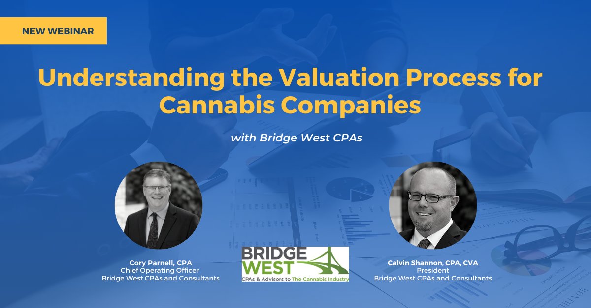 Last call to register for Bridge West LLC's webinar, Understanding the Valuation Process for Cannabis Companies. The webinar, hosted by MediaJel, will be held today, Thursday, June 16, 2022, at 11:00 am PDT | 2:00 pm EDT. hubs.li/Q01dPz280