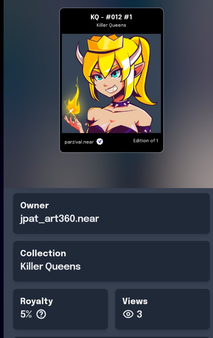 KillerQueens10's tweet photo. Thank you! @123_cranky ! For getting the Castle Queen you know who! 😏 

Get yours now on @ParasHQ ! 
#NFTcollections #NFTcollector #nearNFTs https://t.co/usU0AfIBaX