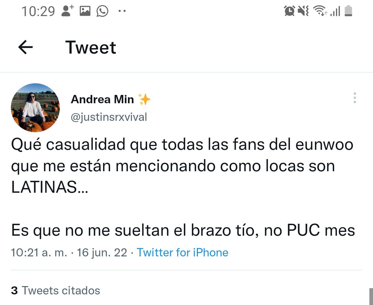 binunanii's tweet photo. Reportenle la cuenta,  y citen su tuit para que recapacite por anti y por discriminadora con las de latam, acá su cuenta:
@justinsrxviral

(den rt para que llegue a más Arohas) https://t.co/BpTDDtFXGK
