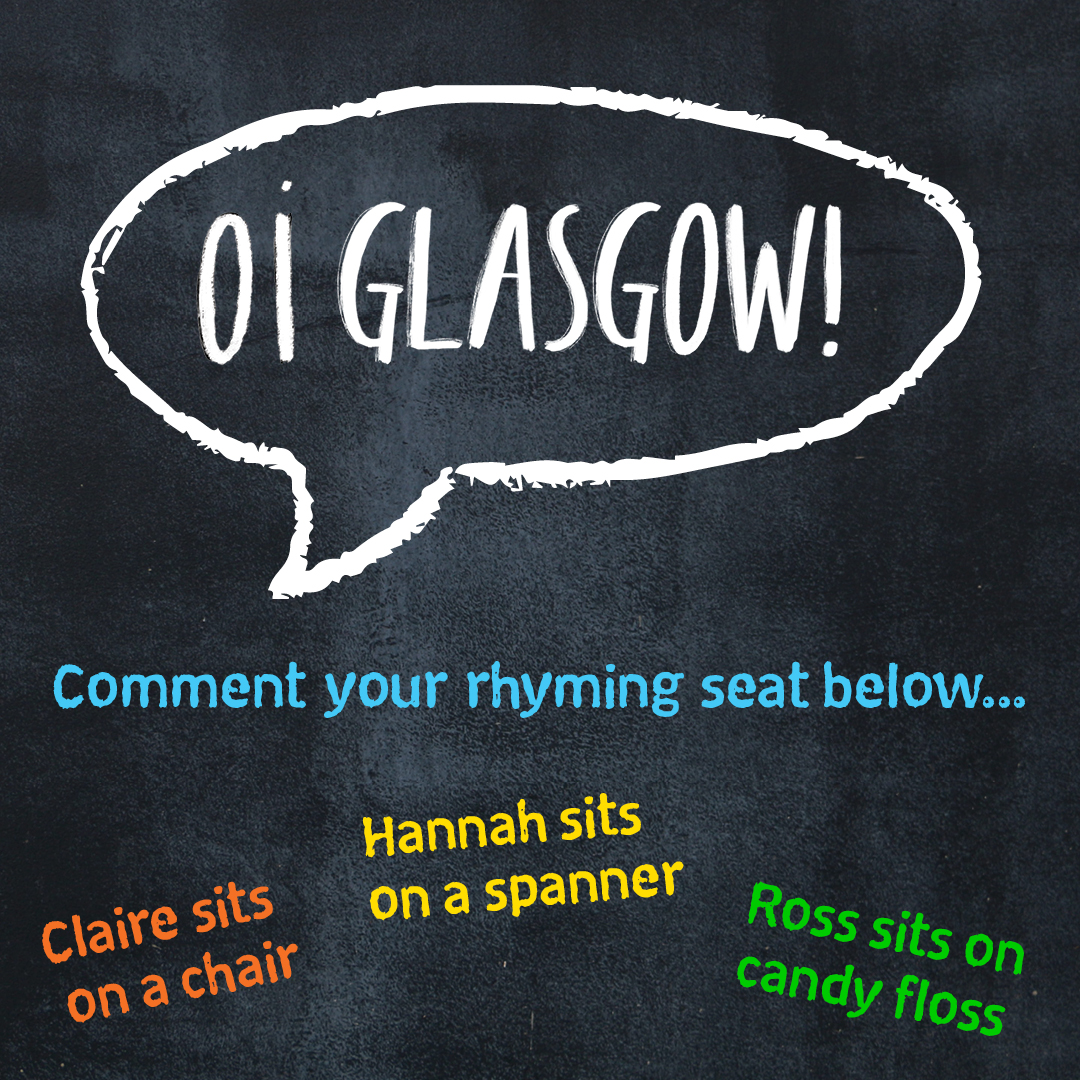 oifroglive's tweet photo. Oi Glasgow! Comment your rhyming seat below and have a chance to be featured in the show 👇

🐸
🐸
🐸

#oifrog #kidstheatre #familytheatre #kidslit #glasgowmums #glasgowfamilies #glasgowbusiness #glasgowkids #glasgowtheatre https://t.co/4oUYr7FVg8