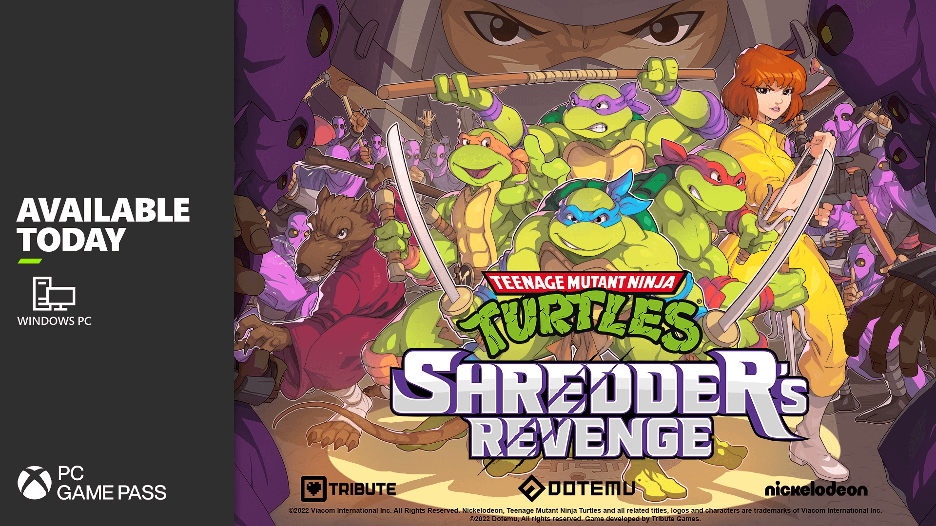 Teenage Mutant Ninja Turtles: Shredder's Revenge is available today with PC Game Pass.