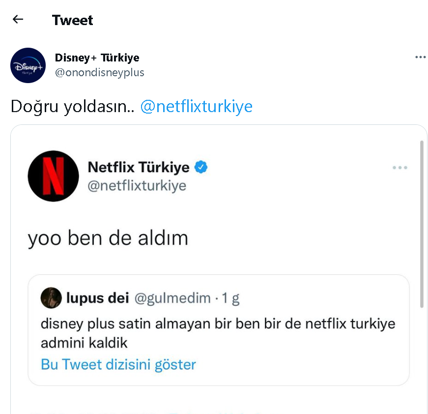 tivuco's tweet photo. Netflix, Disney+  Rekabeti son hız .... https://t.co/i4z9UuUttX 
@netflixturkiye  @onondisneyplus https://t.co/8jfN2zWNuP